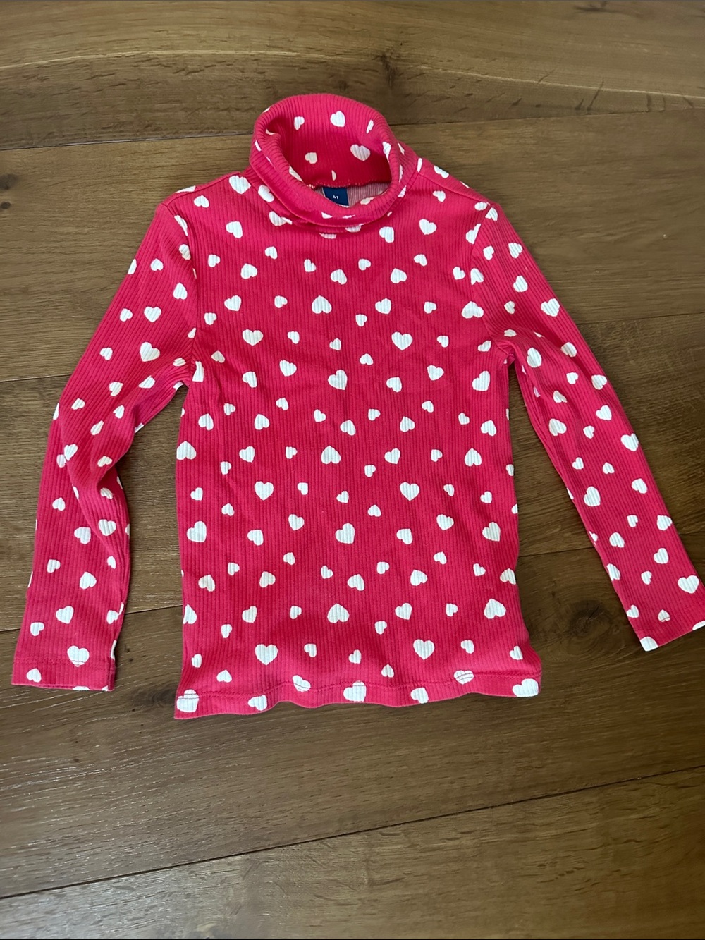 Old Navy Bright Pink Heart Print Ribbed Turtleneck